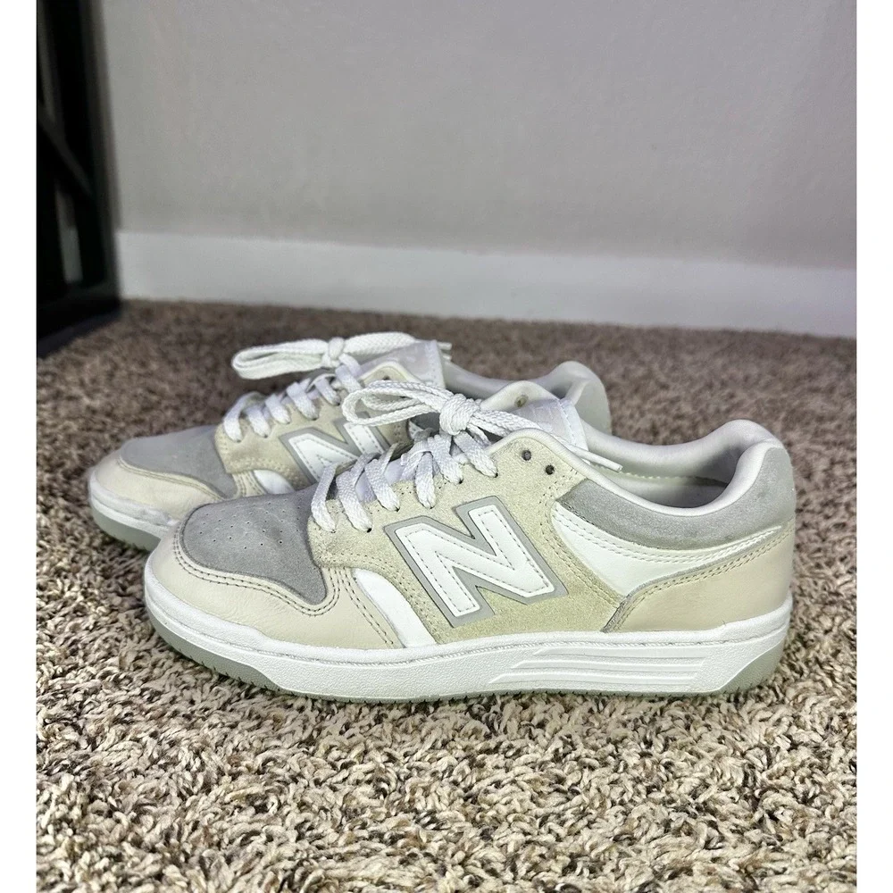 New Balance BB480LGW Beige Cream White Sneakers Men's Size 6 / Women's 7.5